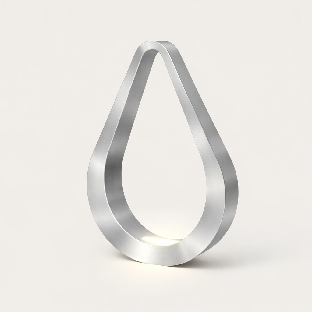 Silver Finish Handcrafted Oak Teardrop Shaped Wooden Lamp