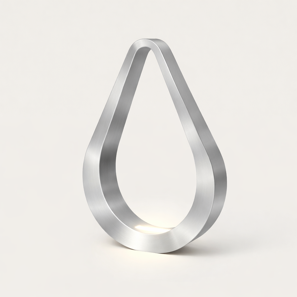 Silver Finish Handcrafted Oak Teardrop Shaped Wooden Lamp