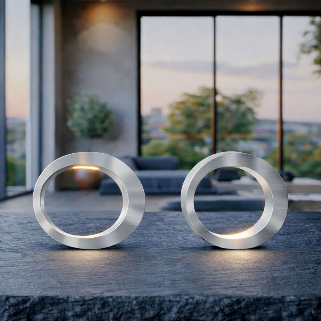 Silver Finish Wooden Handcrafted Oval Rotatable Lamp