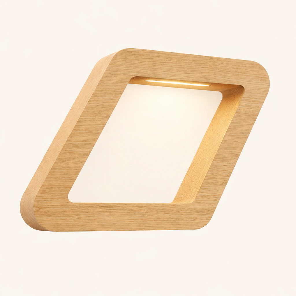 Handcrafted Oak Rotatable Square Wooden LED Lamp
