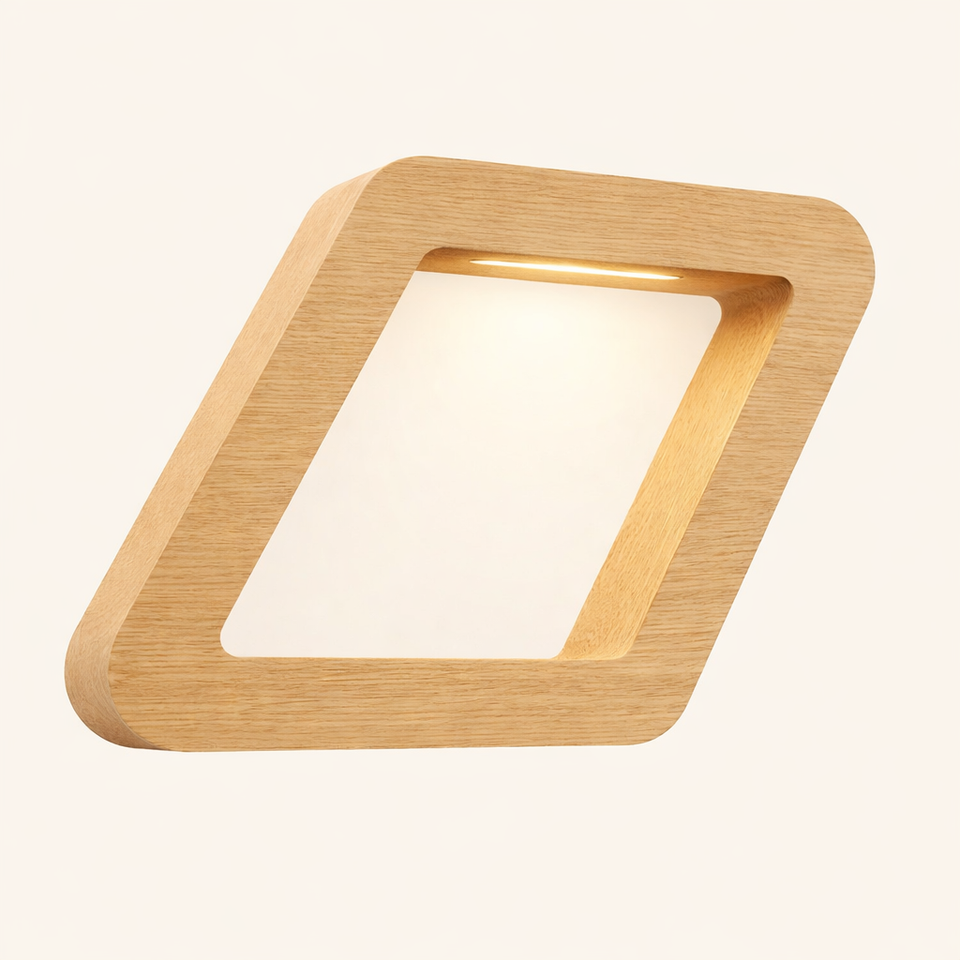 Handcrafted Oak Rotatable Square Wooden LED Lamp