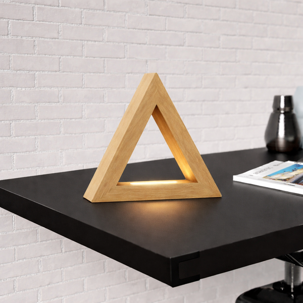 Handcrafted Oak Тriangular LED Lamp for Modern Interiors