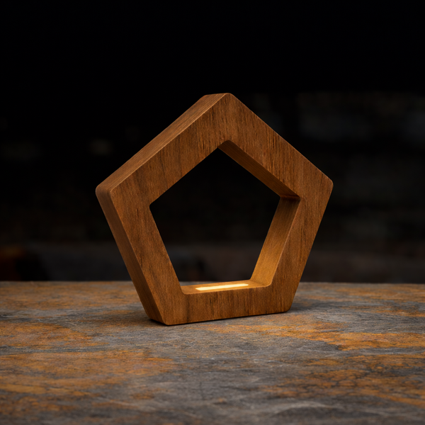 Handcrafted Walnut Pentagon Wooden LED Lamp