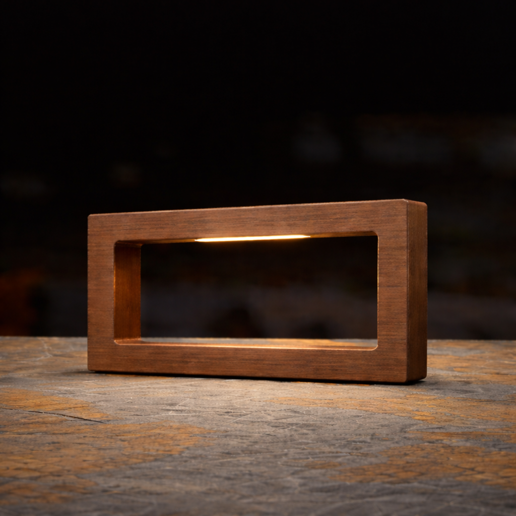 Handcrafted Walnut Rotatable Rectangular Wooden LED Lamp