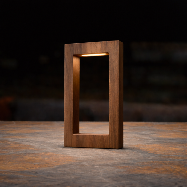 Handcrafted Walnut Rotatable Rectangular Wooden LED Lamp