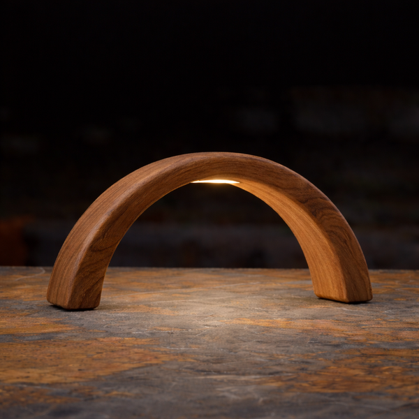 Walnut Arc-Shaped Contemporary Wooden Desk Lamp for Home