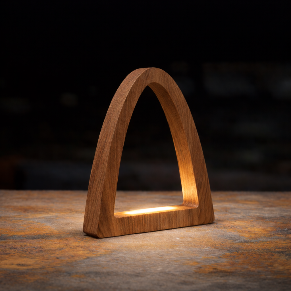 Handcrafted Walnut Arch Curved Wooden Desk Lamp