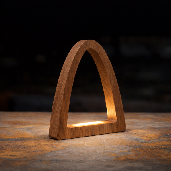Handcrafted Walnut Arch Curved Wooden Desk Lamp