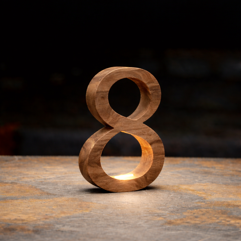 Walnut Handcrafted Infinity Shaped LED Lamp