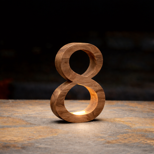 Walnut Handcrafted Infinity Shaped LED Lamp