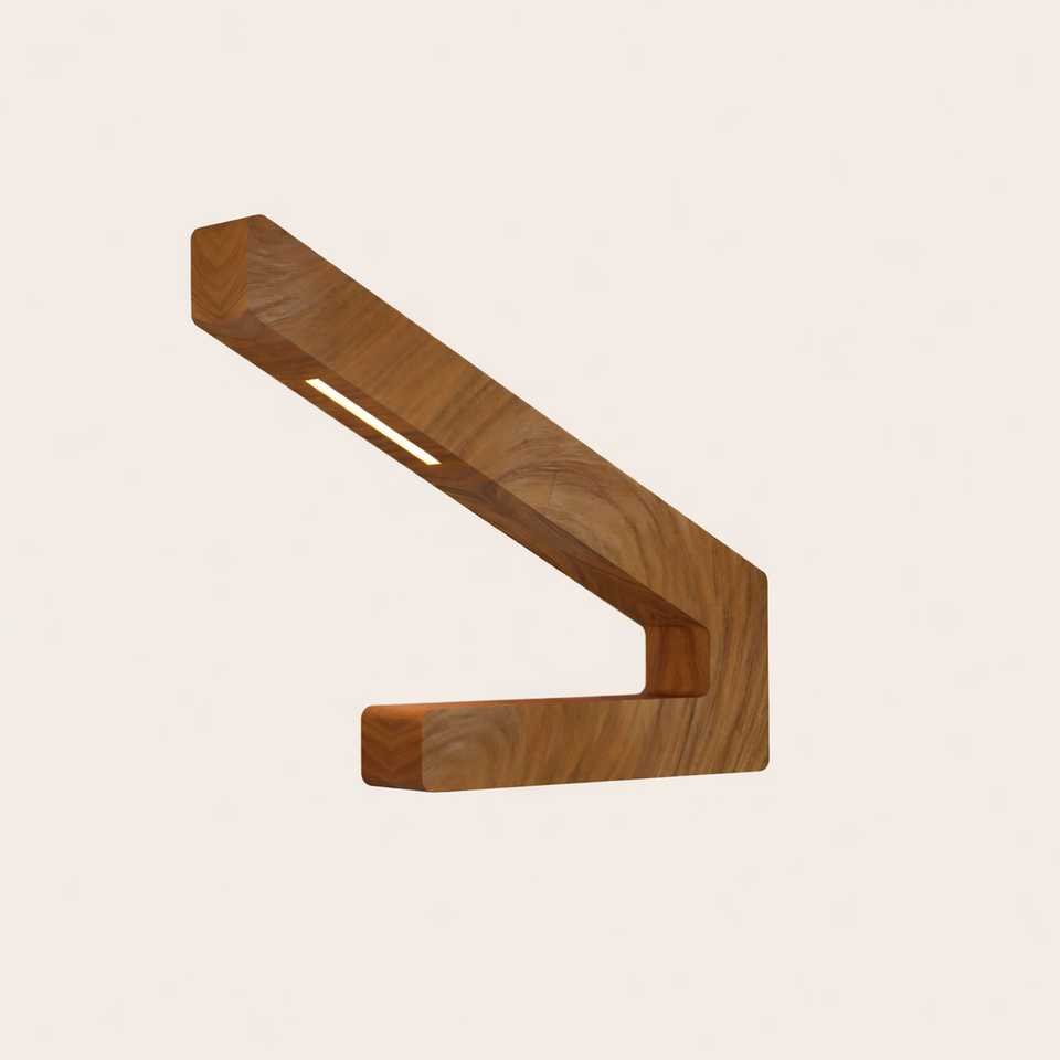 Angular Handcrafted Walnut Design Lamp