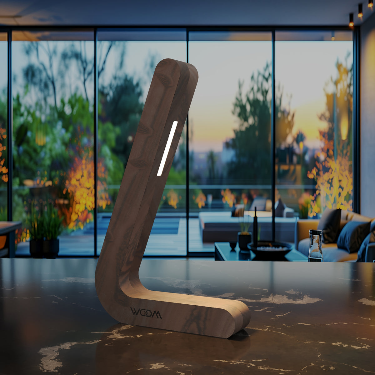 Handcrafted Walnut Lamp - 01
