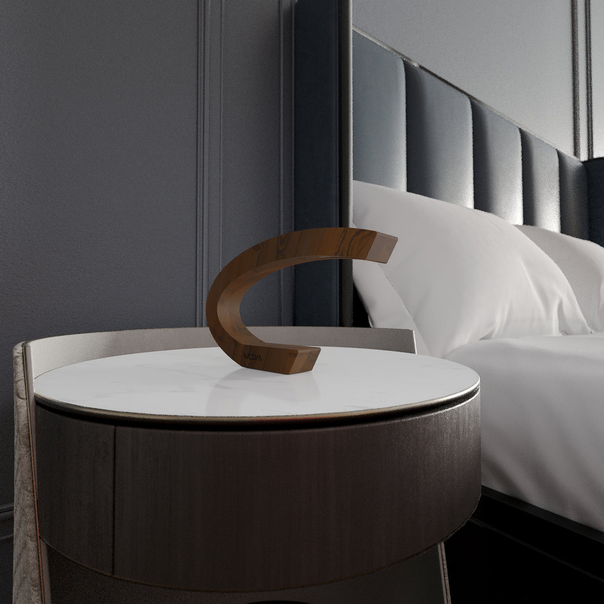 Handcrafted Walnut Lamp - 03