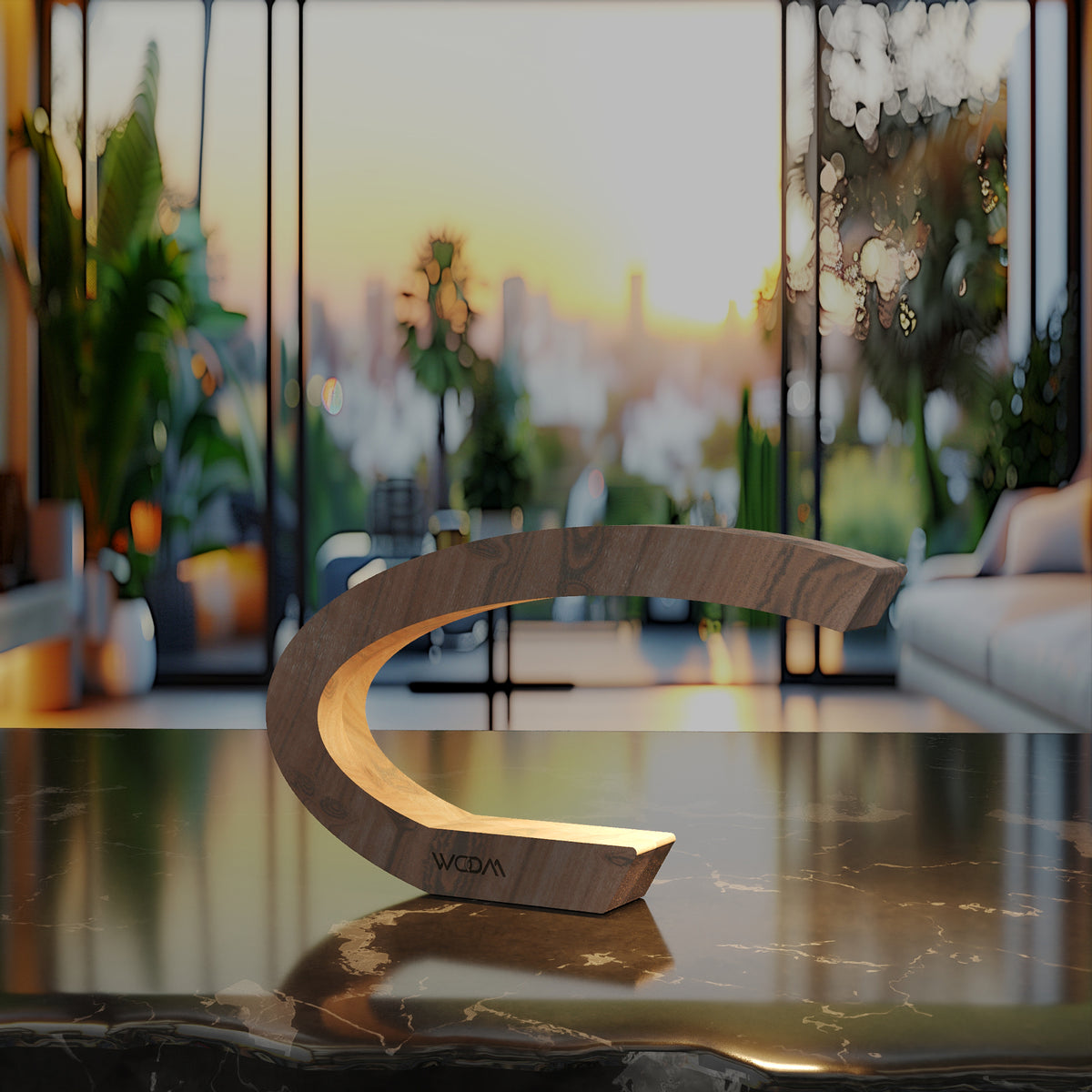 Handcrafted Walnut Lamp - 03