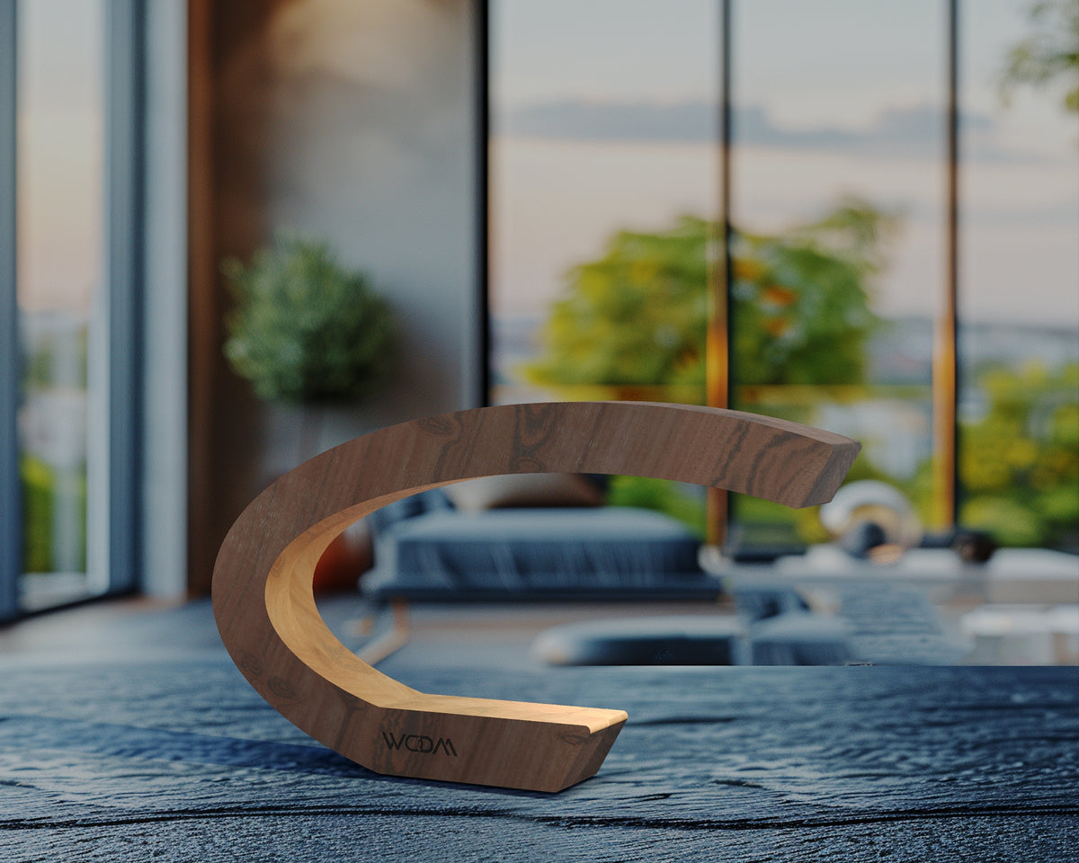 Handcrafted Walnut Lamp - 03