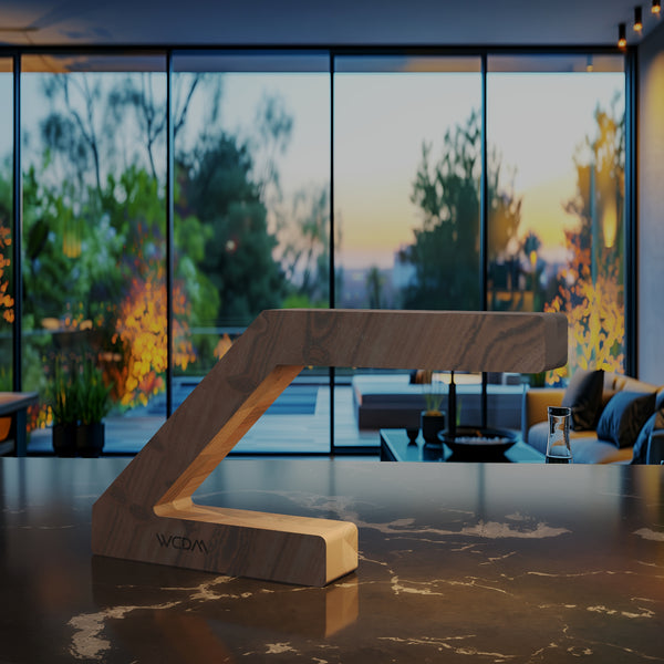 Handcrafted Walnut Z-Shaped Wooden Lamp