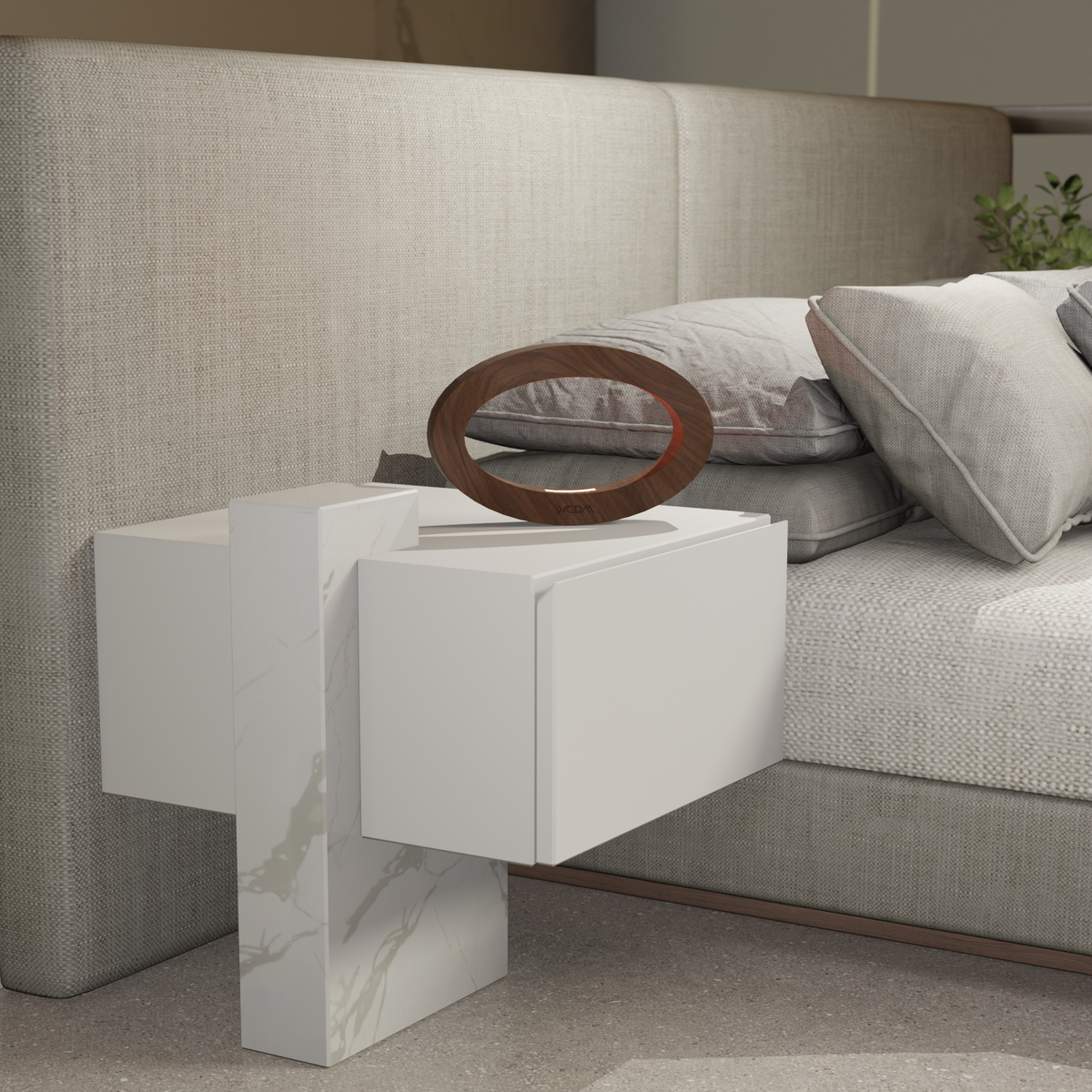 Handcrafted Walnut Rotatable Oval LED Wooden Desk Lamp