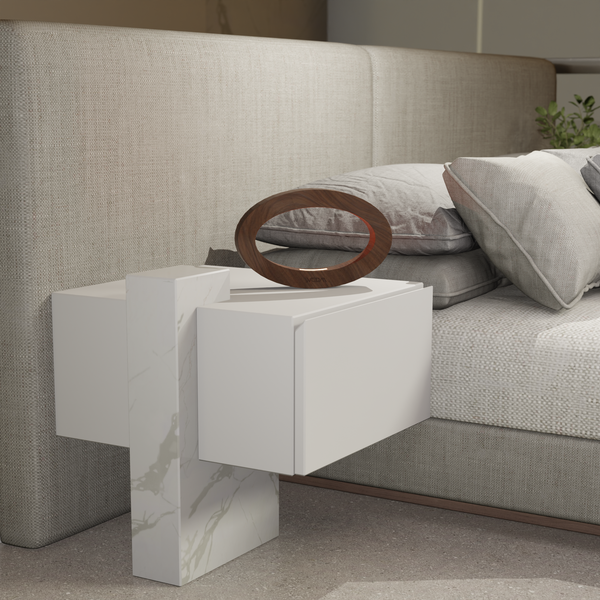 Handcrafted Walnut Rotatable Oval LED Wooden Desk Lamp