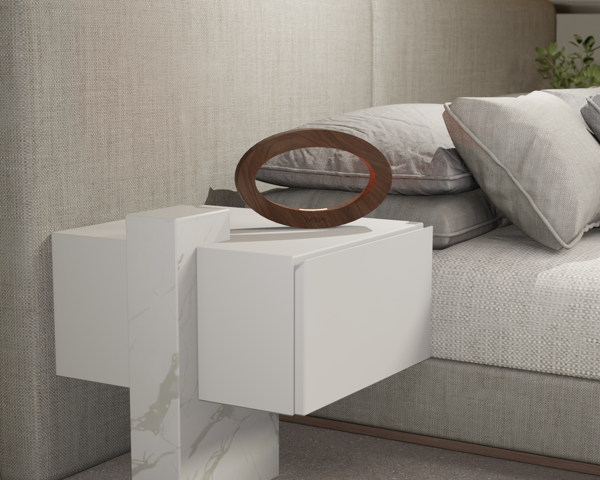 Handcrafted Walnut Rotatable Oval LED Wooden Desk Lamp