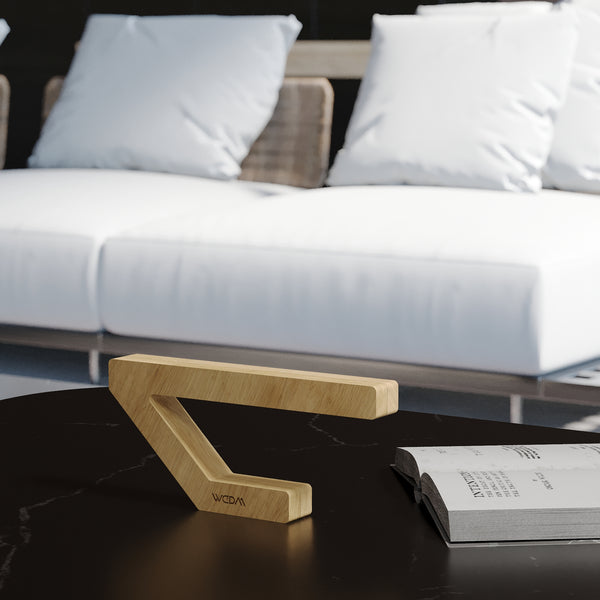 Handcrafted Oak Geometric Lamp – Wooden Desk Light