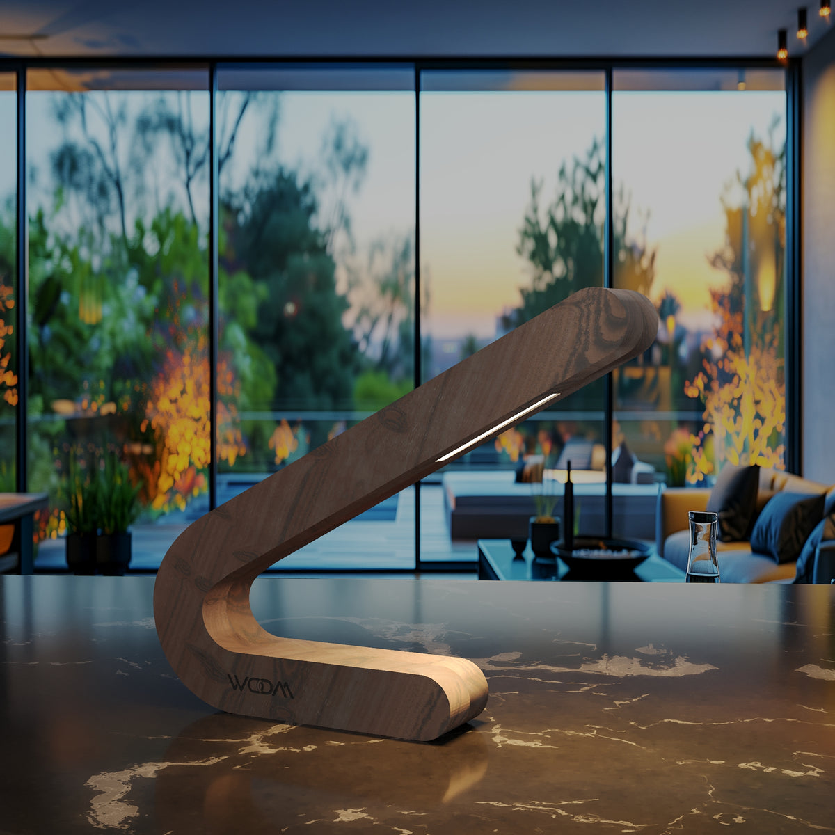 Handcrafted Walnut Lamp - 07