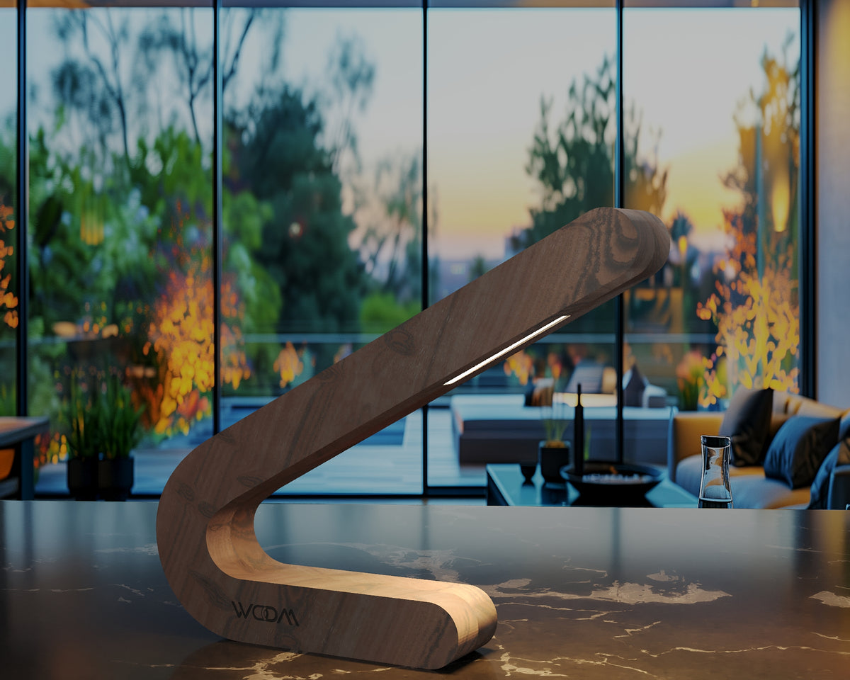 Handcrafted Walnut Lamp - 07