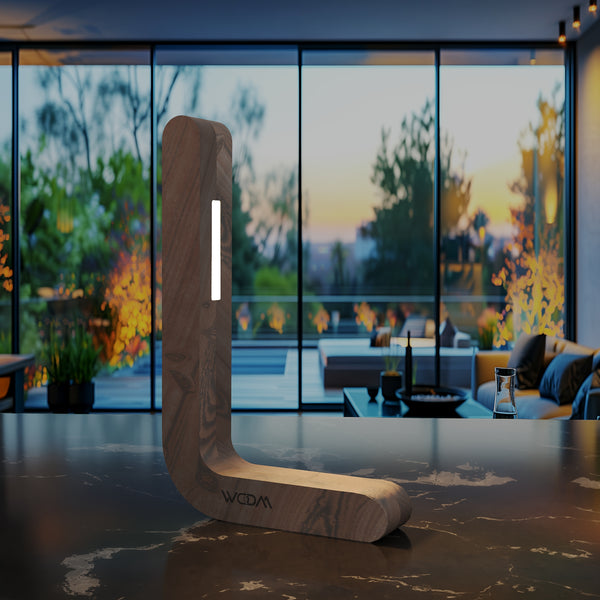 Walnut L-Shaped Table Lamp