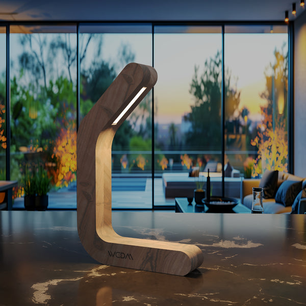 Handcrafted Walnut Lamp - 09