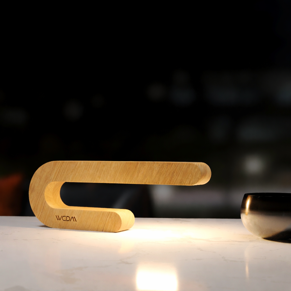 Handcrafted Oak U-Shape Curved Lamp – Wooden LED Light