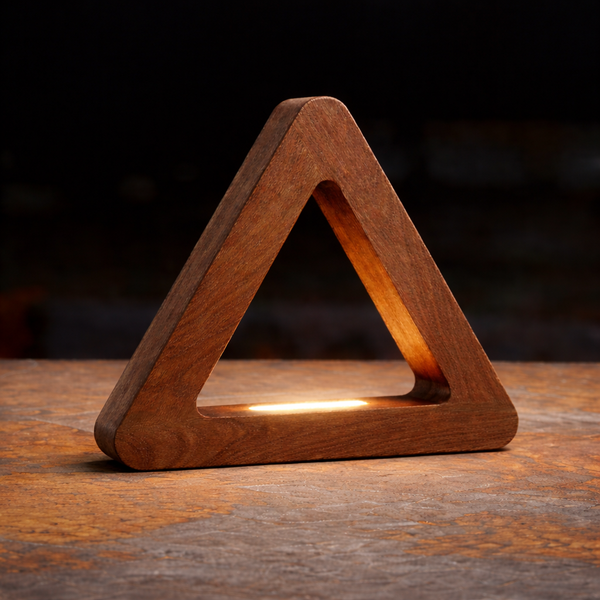 Handcrafted Walnut Triangular LED Lamp for Interiors