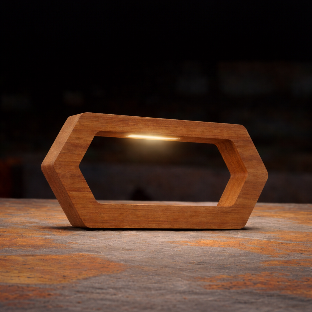 Handcrafted Walnut Rotatable Hexagon Wooden LED Lamp