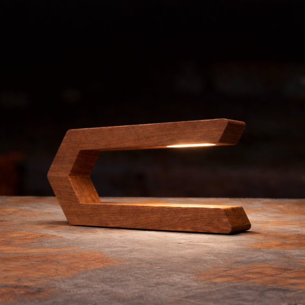 Walnut Rotatable C-Shaped LED Lamp – Minimalist Wooden Light