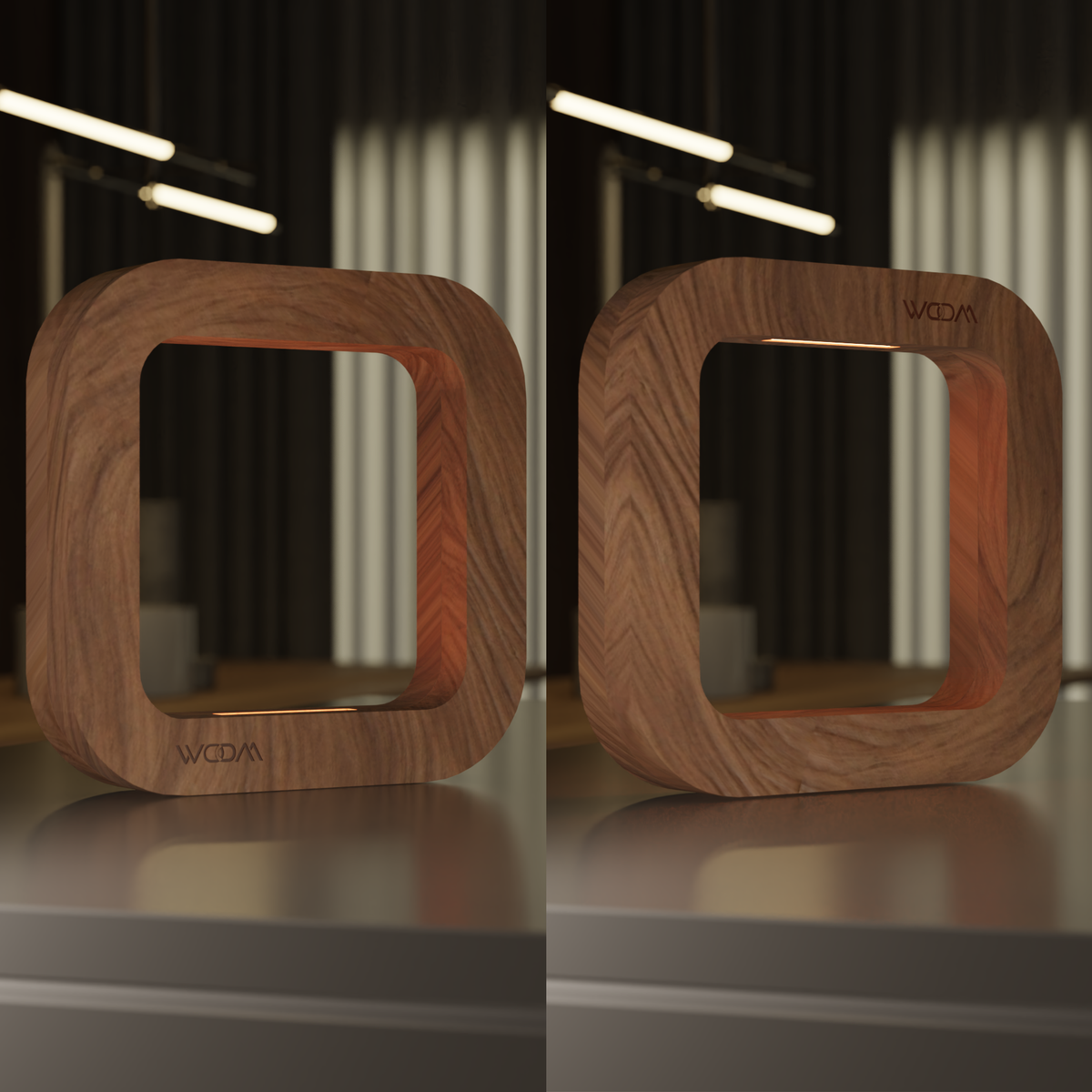 Handcrafted Walnut Rotatable Square Wooden LED Lamp