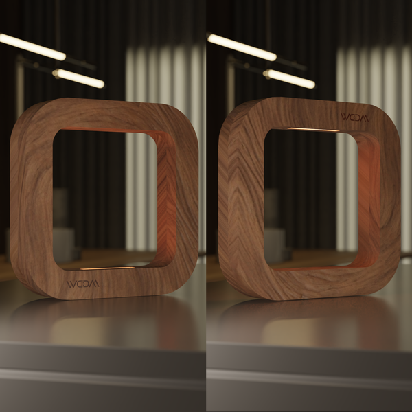 Handcrafted Walnut Rotatable Square Wooden LED Lamp