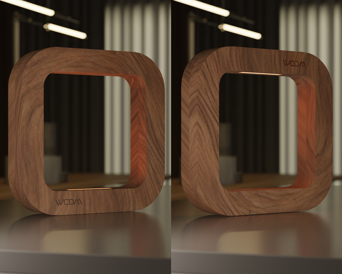 Handcrafted Walnut Rotatable Square Wooden LED Lamp