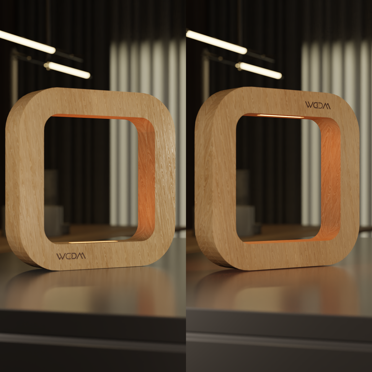 Handcrafted Oak Rotatable Square Wooden LED Lamp
