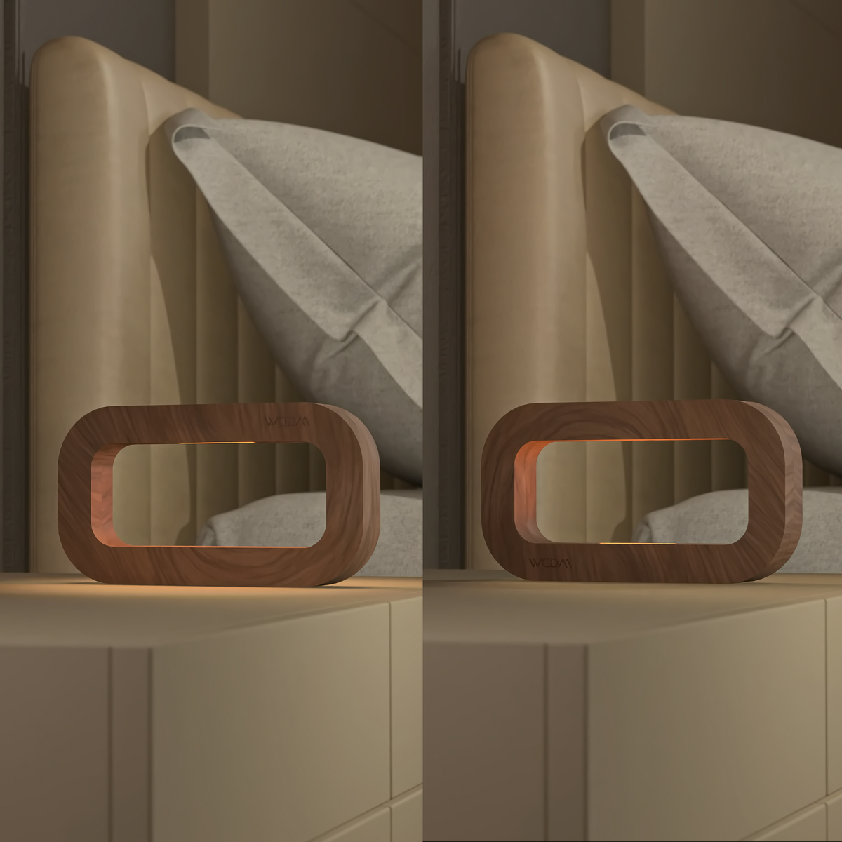 Handcrafted Walnut Rotatable Rectangular Wooden LED Lamp