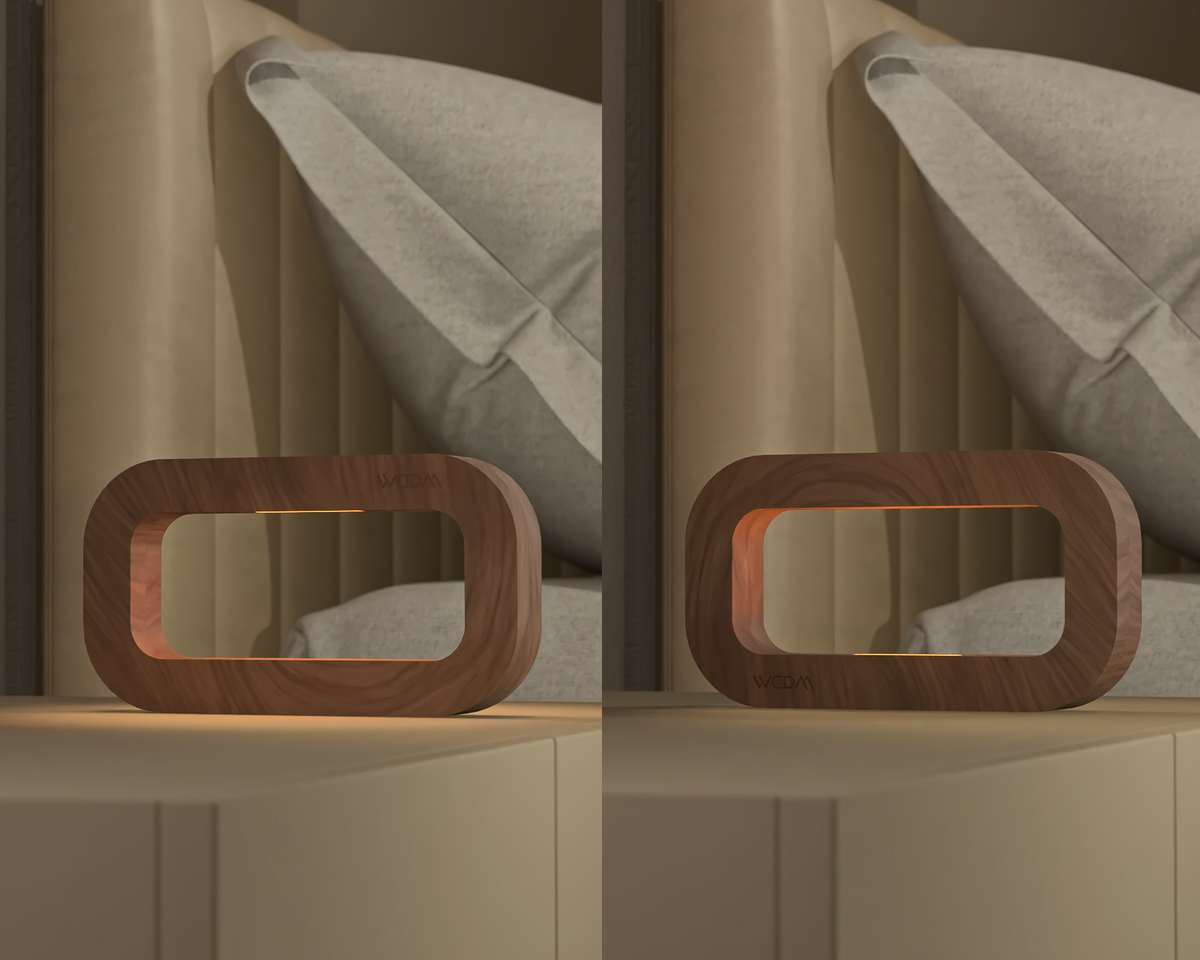 Handcrafted Walnut Rotatable Rectangular Wooden LED Lamp