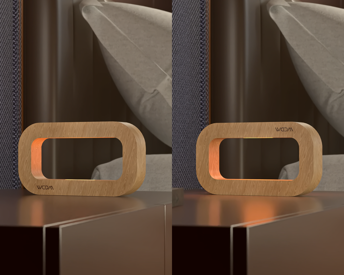 Handcrafted Oak Rotatable Rectangular Wooden LED Lamp