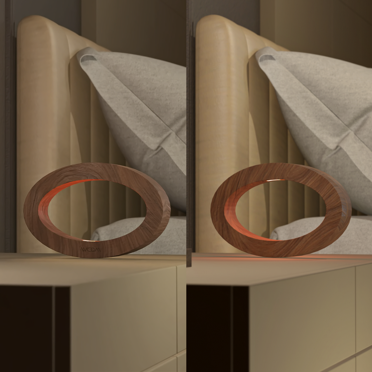 Handcrafted Walnut Rotatable Oval LED Wooden Desk Lamp