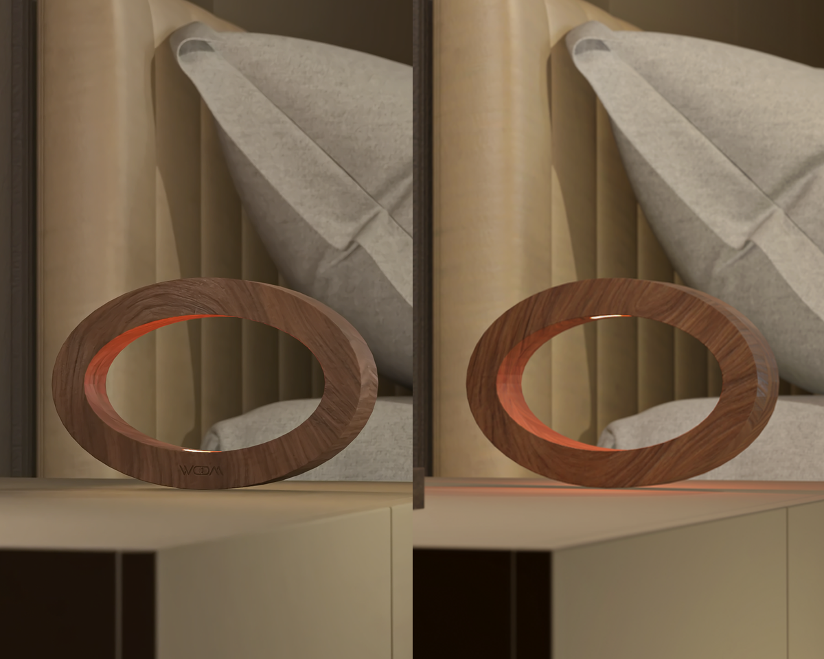 Handcrafted Walnut Rotatable Oval LED Wooden Desk Lamp