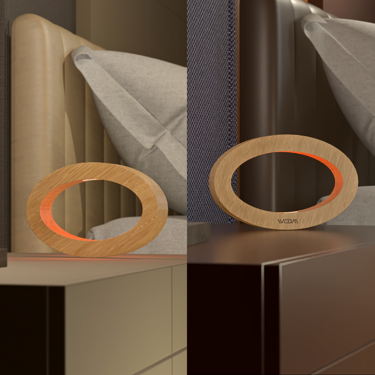 Handcrafted Oak Rotatable Wooden Oval Lamp