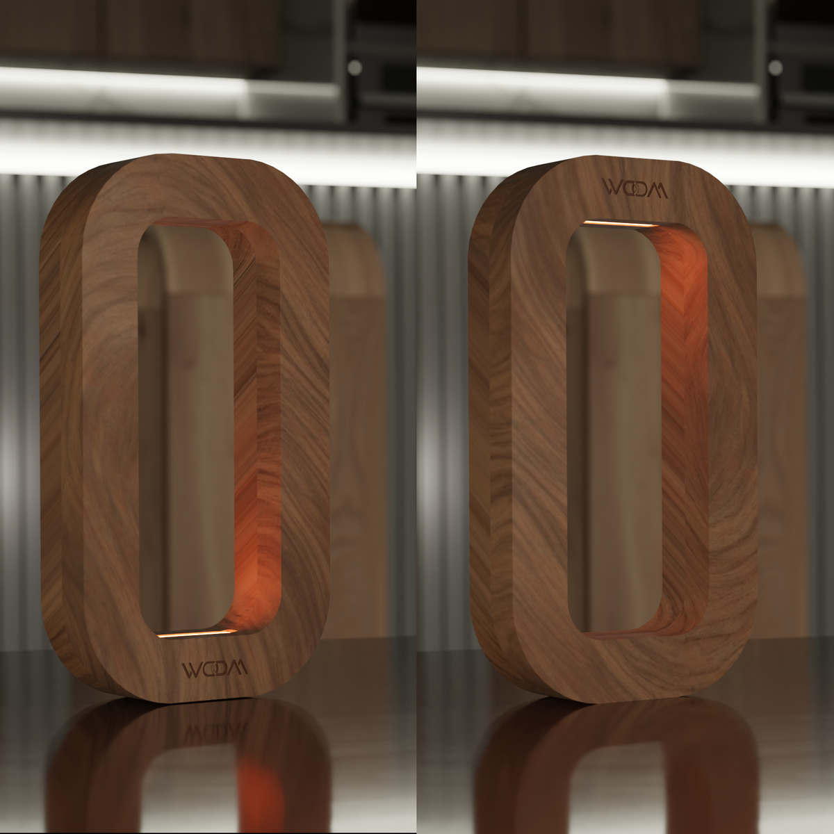 Walnut Wooden Rotatable Oval Design Lamp