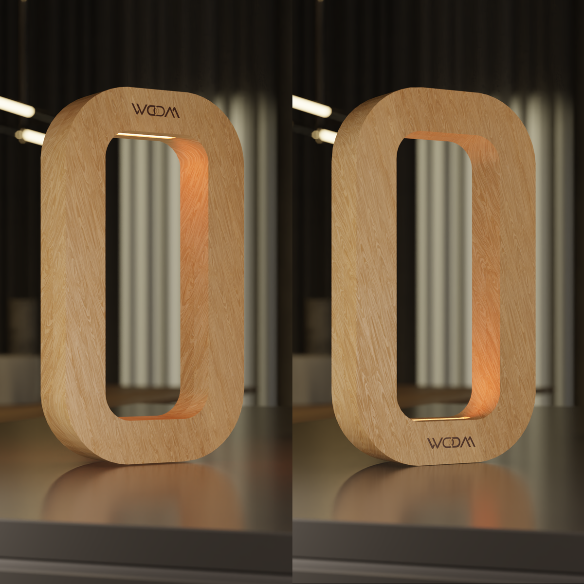 Contemporary Oak Rotatable Oval Lamp – Handcrafted Wooden LED Light