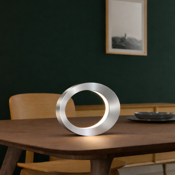 Silver Finish Wooden Handcrafted Oval Rotatable Lamp