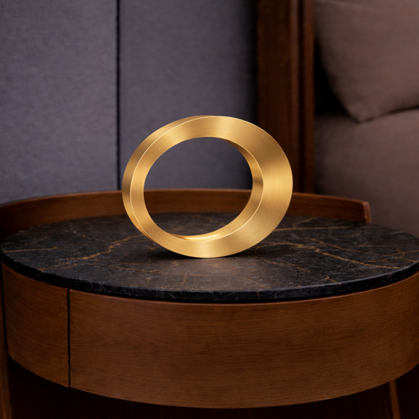 Gold Finish Wooden Handcrafted Oval Rotatable Lamp