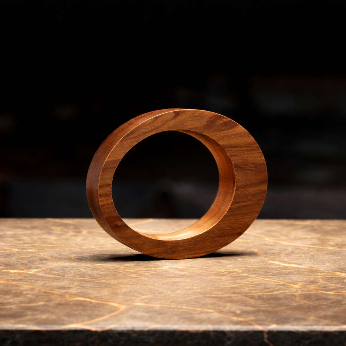 Handcrafted Walnut Rotatable Oval LED Wooden Desk Lamp