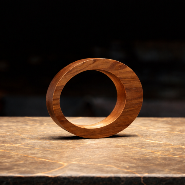 Handcrafted Walnut Rotatable Oval LED Wooden Desk Lamp