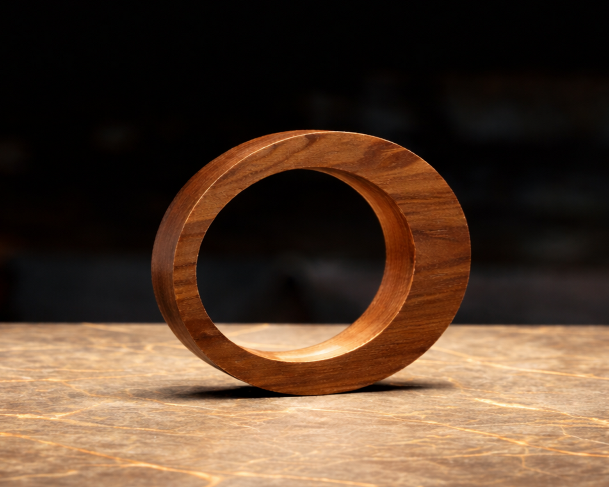 Handcrafted Walnut Rotatable Oval LED Wooden Desk Lamp