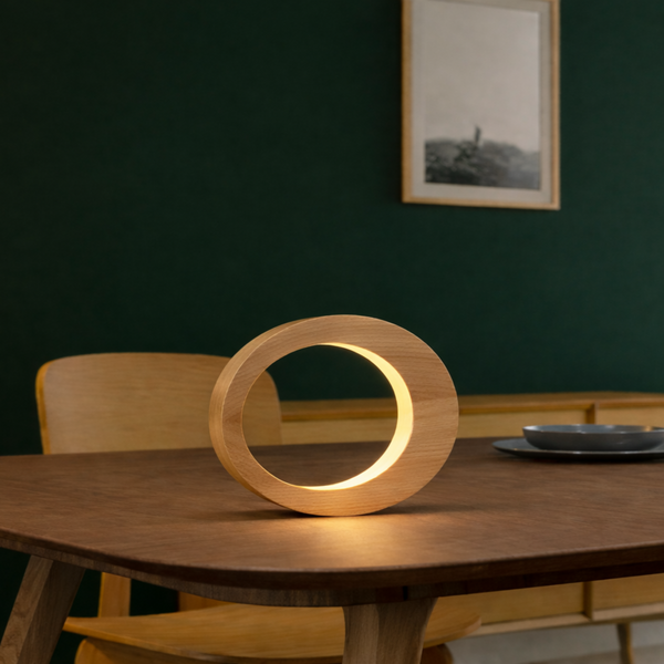 Handcrafted Oak Rotatable Oval Wooden Design Lamp